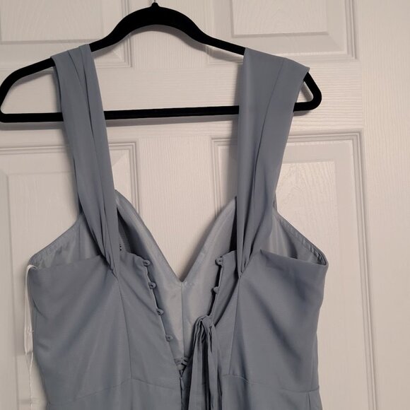 Women Long Maxi gown dress formal bride Prom Gala- Fits Size 14- Dusty Blue/grey - Picture 4 of 9